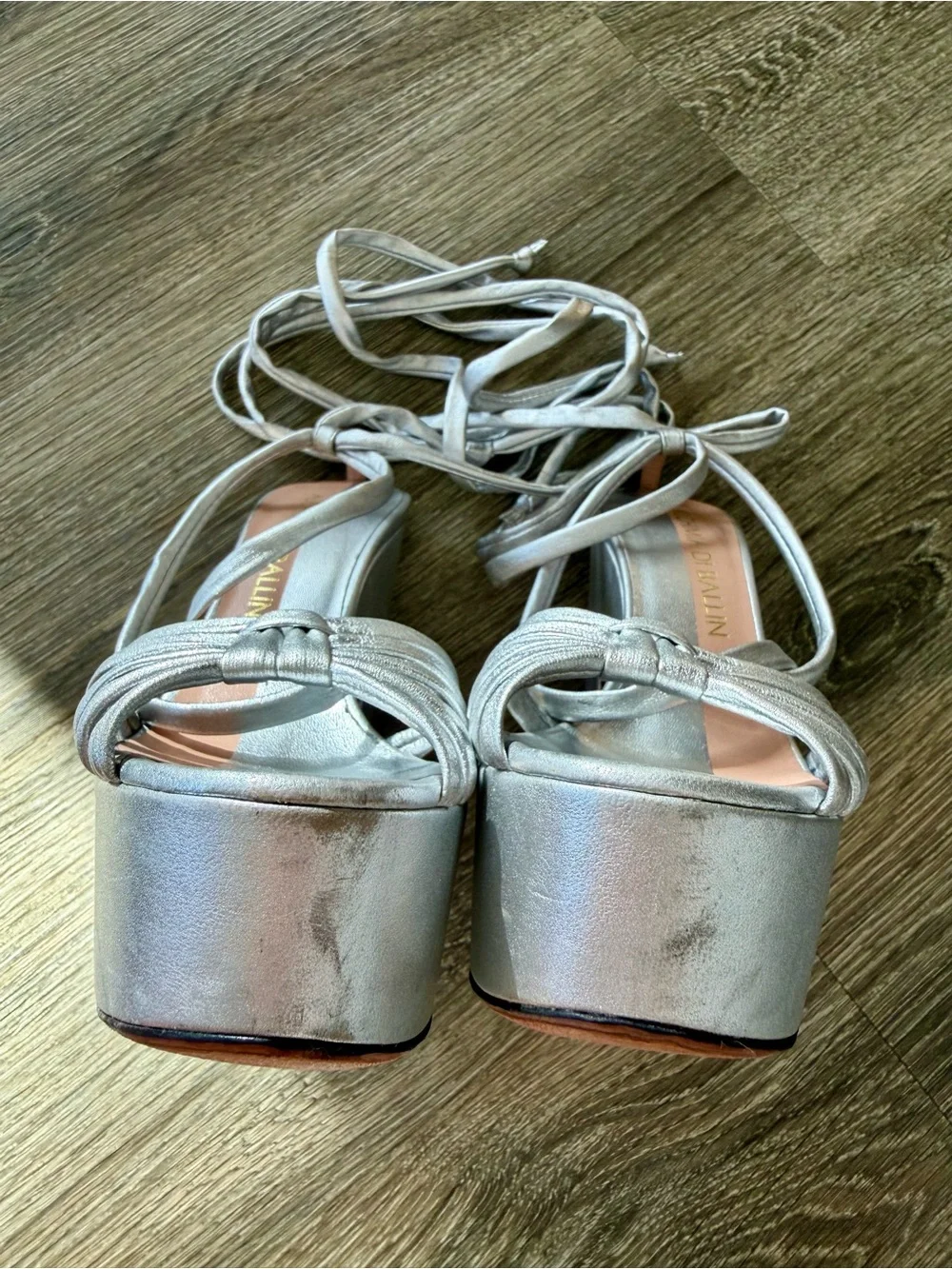 Alchimia Di Ballin Silver Leather Tara 125 Lace Up Platform Sandals EU 36 US 6